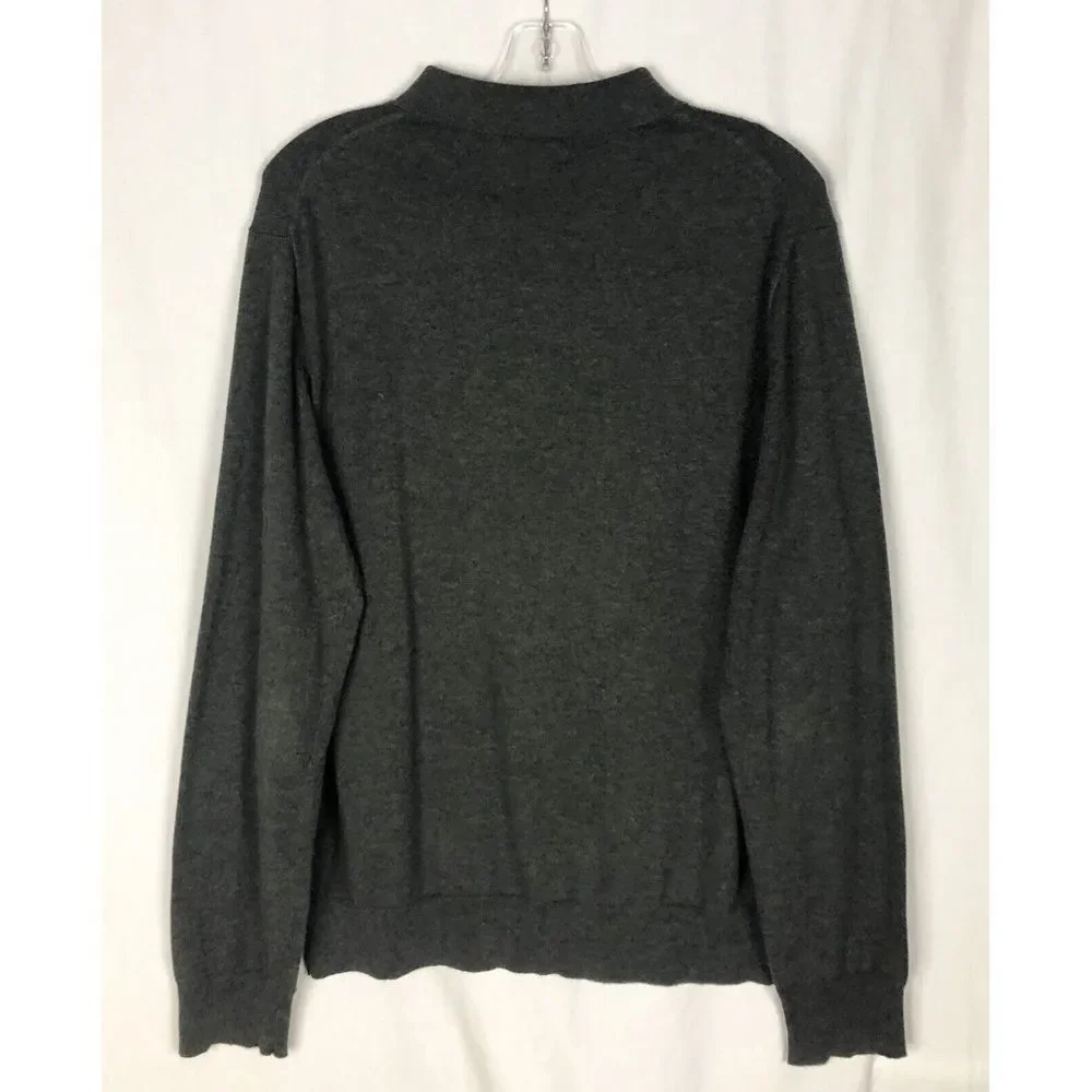 J. Crew Men's Size L Harbor Cotton Wool‎ Blend Knit Sweater  1/4 Neck Button Up